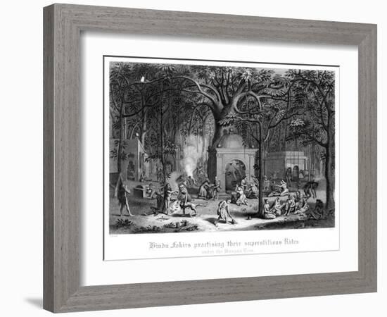 Hindu Fakirs Practising their Superstitious Rites under the Banyan Tree-Bell-Framed Giclee Print