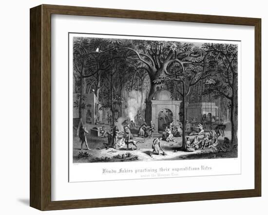 Hindu Fakirs Practising their Superstitious Rites under the Banyan Tree-Bell-Framed Giclee Print