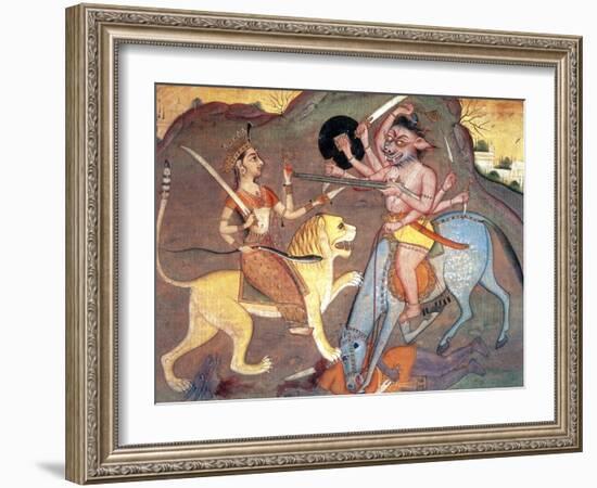 Hindu Goddess Durga Fights Mahishasur-Science Source-Framed Giclee Print