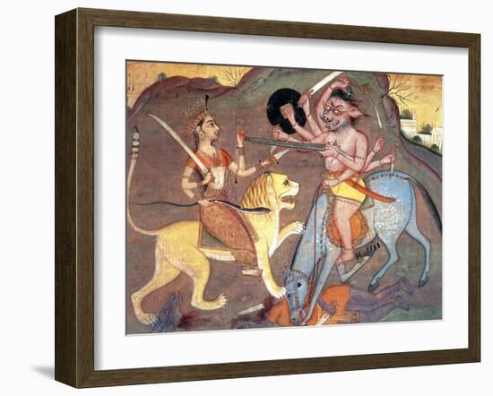 Hindu Goddess Durga Fights Mahishasur-Science Source-Framed Giclee Print