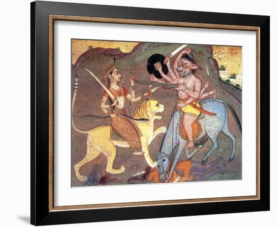 Hindu Goddess Durga Fights Mahishasur-Science Source-Framed Giclee Print