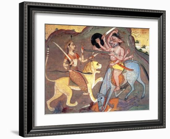 Hindu Goddess Durga Fights Mahishasur-Science Source-Framed Giclee Print