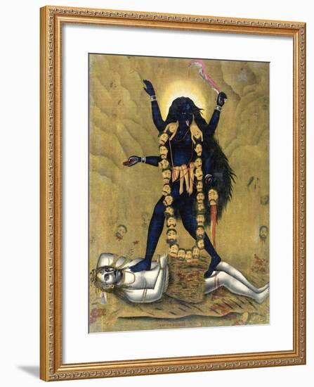 Hindu Goddess Kali Dancing on Siva-null-Framed Giclee Print