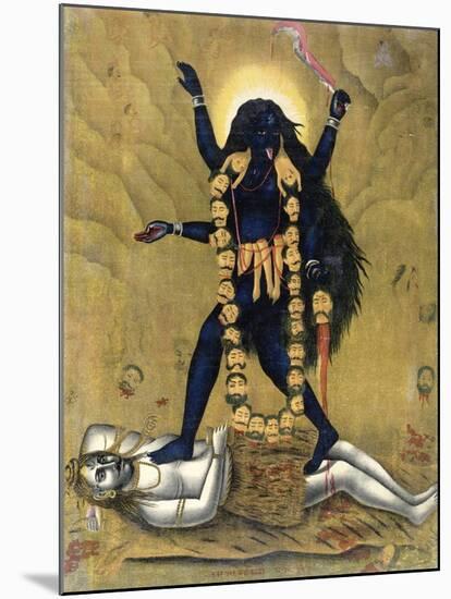 Hindu Goddess Kali Dancing on Siva-null-Mounted Giclee Print