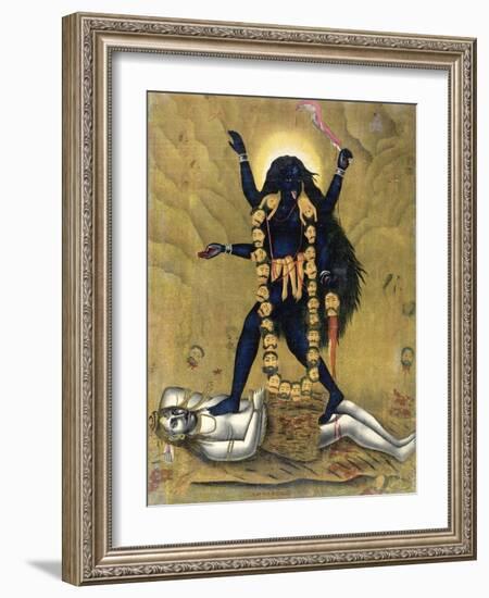 Hindu Goddess Kali Dancing on Siva-null-Framed Giclee Print