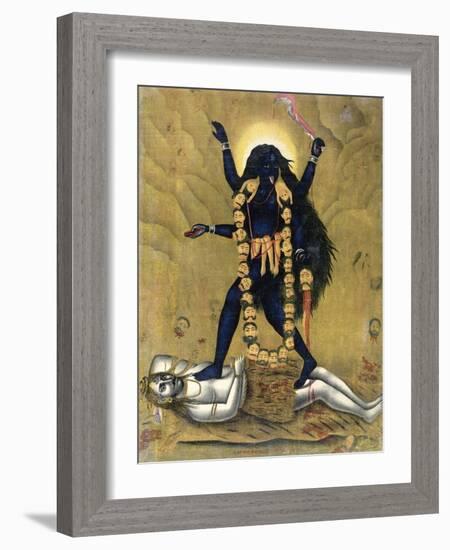 Hindu Goddess Kali Dancing on Siva-null-Framed Giclee Print