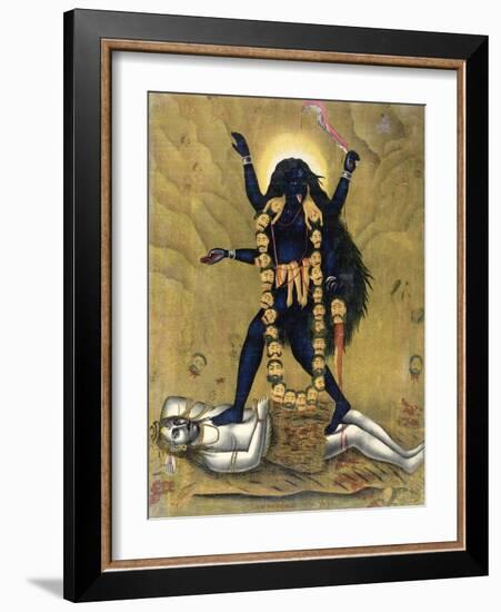 Hindu Goddess Kali Dancing on Siva-null-Framed Giclee Print