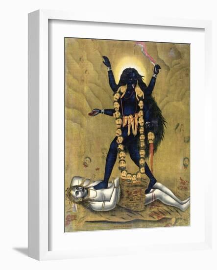 Hindu Goddess Kali Dancing on Siva-null-Framed Giclee Print