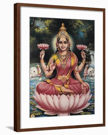 Hindu Goddess Srhi Sentamarai Laximi, Wife of Vishnu-null-Framed Art Print