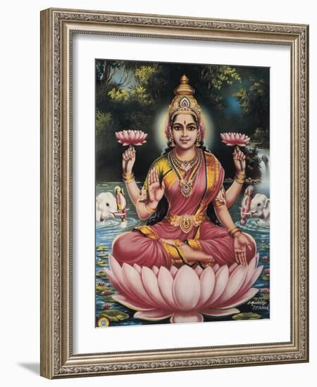 Hindu Goddess Srhi Sentamarai Laximi, Wife of Vishnu-null-Framed Art Print