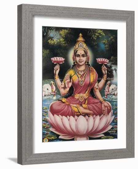 Hindu Goddess Srhi Sentamarai Laximi, Wife of Vishnu-null-Framed Art Print