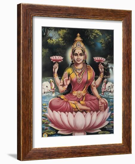 Hindu Goddess Srhi Sentamarai Laximi, Wife of Vishnu-null-Framed Art Print