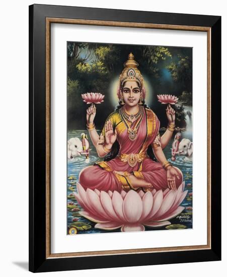 Hindu Goddess Srhi Sentamarai Laximi, Wife of Vishnu-null-Framed Art Print