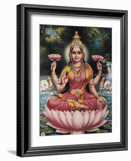 Hindu Goddess Srhi Sentamarai Laximi, Wife of Vishnu-null-Framed Art Print