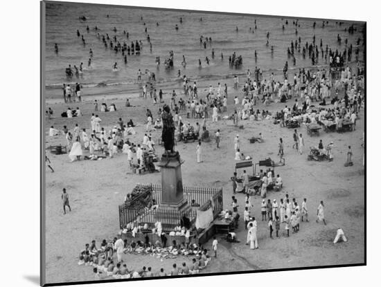 Hindu Men and Women Bathing in the Jumna River-Margaret Bourke-White-Mounted Photographic Print