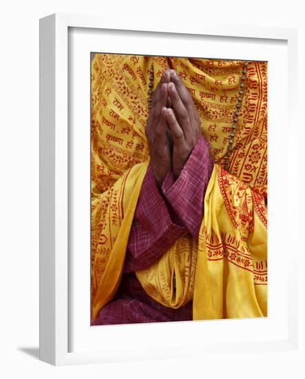 Hindu Prayer in Parmath, Rishikesh, Uttarakhand, India, Asia-null-Framed Photographic Print