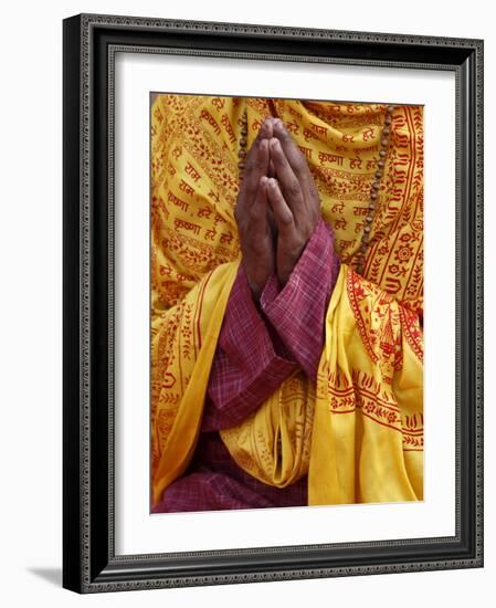 Hindu Prayer in Parmath, Rishikesh, Uttarakhand, India, Asia-null-Framed Photographic Print