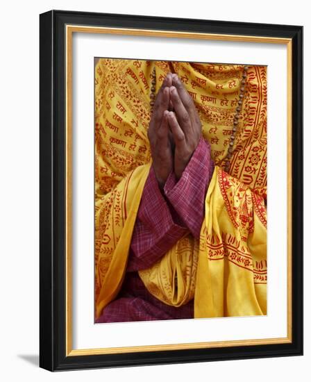 Hindu Prayer in Parmath, Rishikesh, Uttarakhand, India, Asia-null-Framed Photographic Print