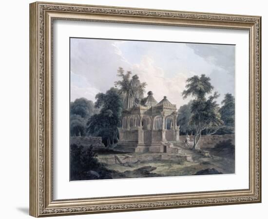 Hindu Temple in the Fort of the Rohtas, Bihar, India (W/C on Paper)-Thomas Daniell-Framed Giclee Print