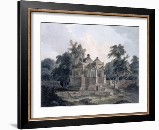 Hindu Temple in the Fort of the Rohtas, Bihar, India (W/C on Paper)-Thomas Daniell-Framed Giclee Print