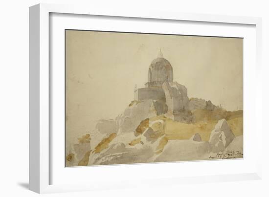 Hindu Temple on Summit of the Tukt-I-Suliman, Srinagar, Kashmir, 1835-Godfrey Thomas Vigne-Framed Giclee Print