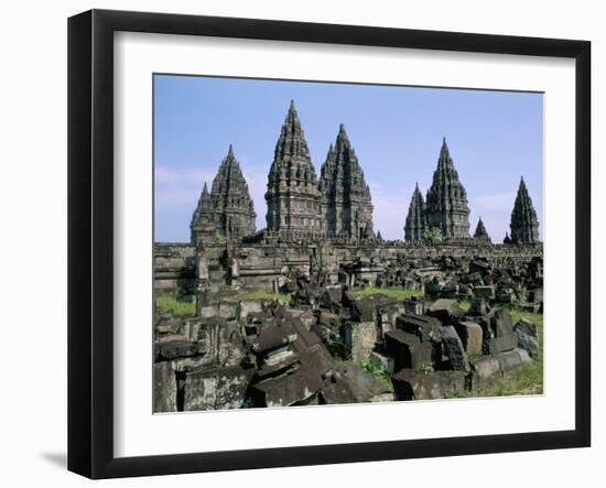 Hindu Temples of Candi Prambanan, Unesco World Heritage Site, Yogyakarta Region, Indonesia-Bruno Barbier-Framed Photographic Print