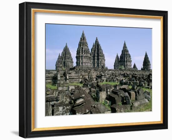 Hindu Temples of Candi Prambanan, Unesco World Heritage Site, Yogyakarta Region, Indonesia-Bruno Barbier-Framed Photographic Print