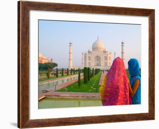 Hindu Women with Colorful Veils at the Taj Mahal, Agra, India-Bill Bachmann-Framed Photographic Print