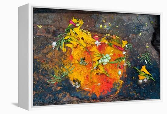 Hinduism: Pigments (Red Kumkum, Yellow Turmeric/Saffron Powder) and Scattered Flower Petal?-null-Framed Premier Image Canvas