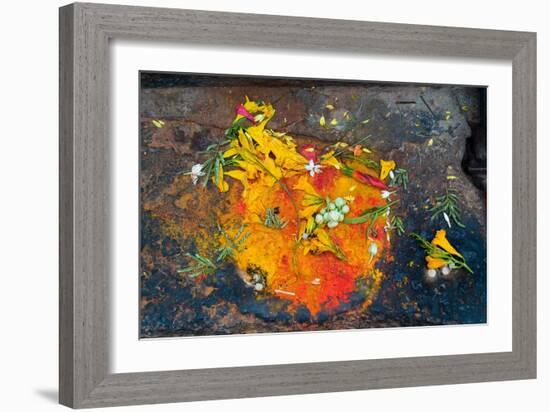 Hinduism: Pigments (Red Kumkum, Yellow Turmeric/Saffron Powder) and Scattered Flower Petal?-null-Framed Photographic Print