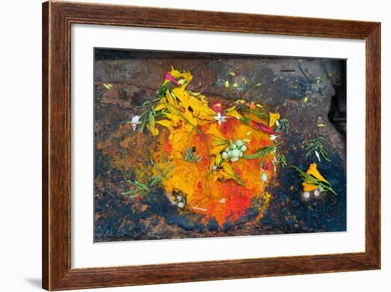 Hinduism: Pigments (Red Kumkum, Yellow Turmeric/Saffron Powder) and Scattered Flower Petal?-null-Framed Photographic Print