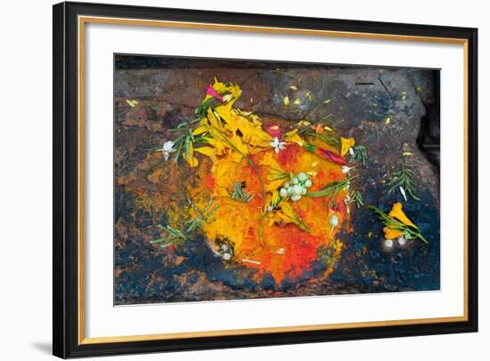 Hinduism: Pigments (Red Kumkum, Yellow Turmeric/Saffron Powder) and Scattered Flower Petal?--Framed Photographic Print