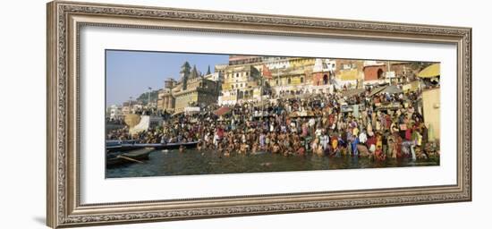 Hindus Bathing in the Early Morning in the Holy River Ganges Along Dasswamedh Ghat, Varanasi, India-Gavin Hellier-Framed Photographic Print