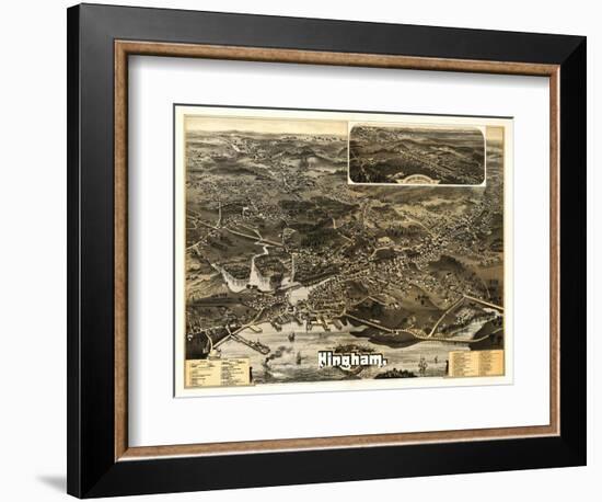 Hingham, Massachusetts - Panoramic Map-Lantern Press-Framed Art Print