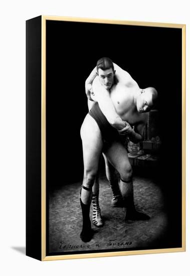 Hip Throw: Russian Wrestlers-null-Framed Stretched Canvas