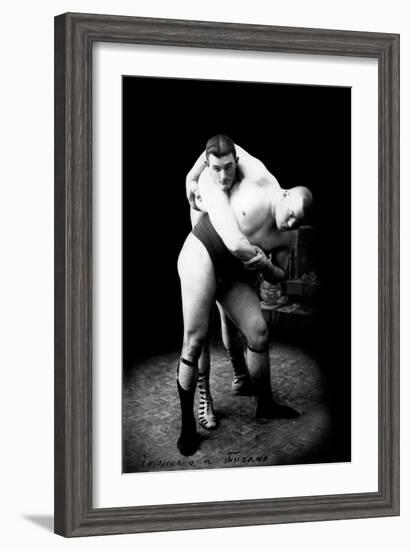 Hip Throw: Russian Wrestlers-null-Framed Art Print