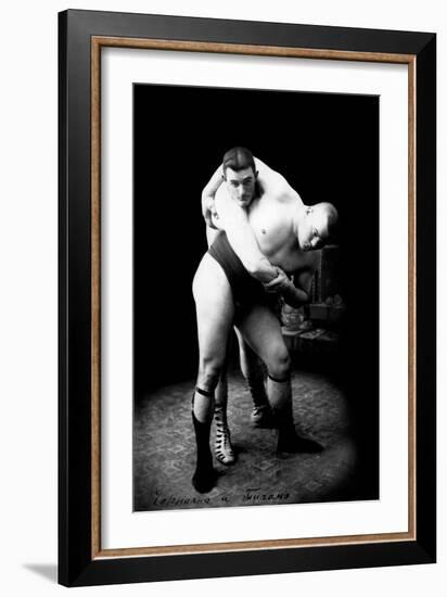 Hip Throw: Russian Wrestlers-null-Framed Art Print