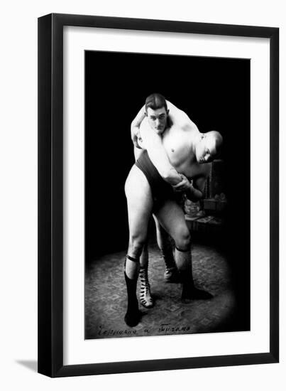 Hip Throw: Russian Wrestlers-null-Framed Art Print