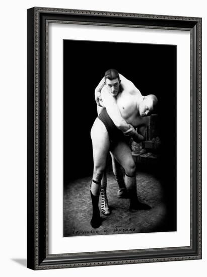 Hip Throw: Russian Wrestlers-null-Framed Art Print