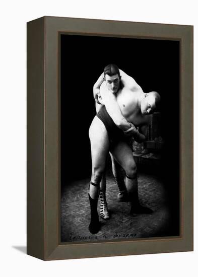 Hip Throw: Russian Wrestlers-null-Framed Stretched Canvas