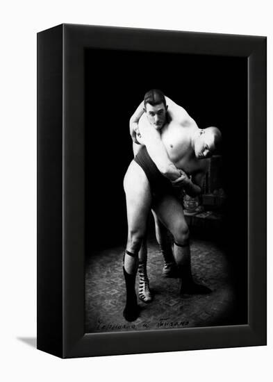 Hip Throw: Russian Wrestlers-null-Framed Stretched Canvas