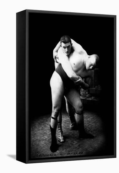 Hip Throw: Russian Wrestlers-null-Framed Stretched Canvas