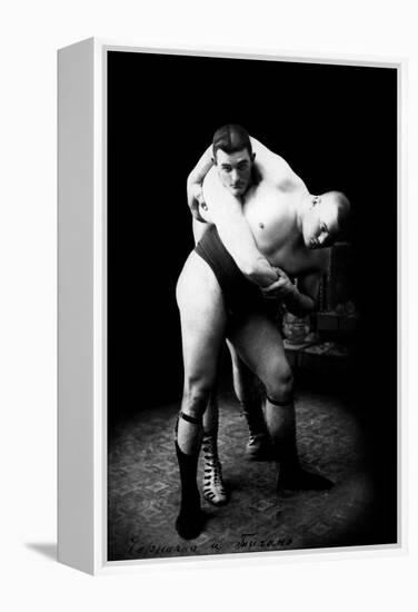 Hip Throw: Russian Wrestlers-null-Framed Stretched Canvas