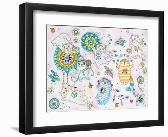 Hippie Cats 2-Oxana Zaiko-Framed Giclee Print