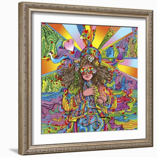 Hippie Chick Swril Glasses-Howie Green-Framed Giclee Print