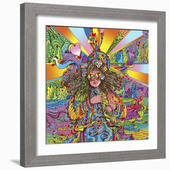 Hippie Chick Swril Glasses-Howie Green-Framed Giclee Print