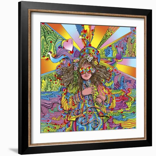 Hippie Chick Swril Glasses-Howie Green-Framed Giclee Print