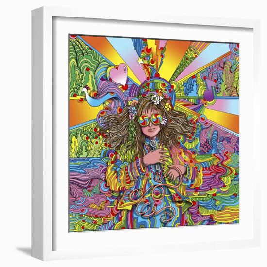Hippie Chick Swril Glasses-Howie Green-Framed Giclee Print