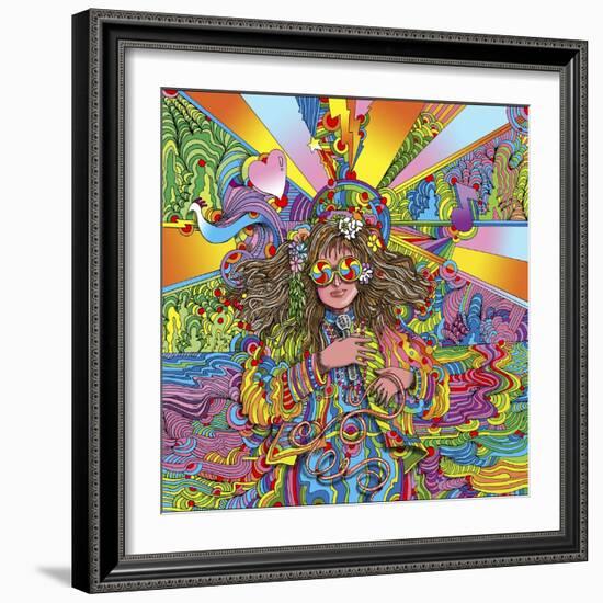 Hippie Chick Swril Glasses-Howie Green-Framed Giclee Print