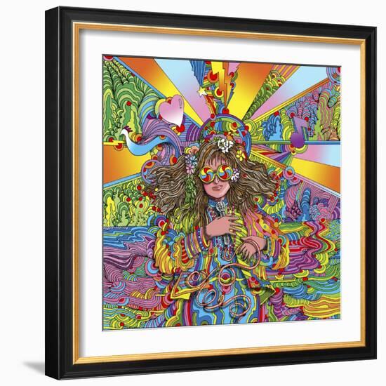 Hippie Chick Swril Glasses-Howie Green-Framed Giclee Print